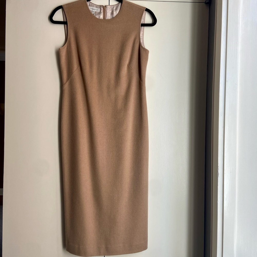 Lafayette 148 Elegant Tan Sleeveless Dress Made from Baby Camel Hair